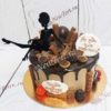 Торт "Шоколадная история" с силуэтом, конфетами и потеками ТЖ234