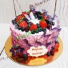 Торт "Долина бабочек" с ягодами, кремом и надписью ТЖ239