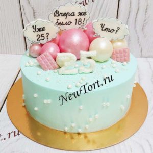 Торт "Нежность" с розовыми шарами, шоколадом и бусинами ТЖ240