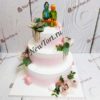 Свадебный торт "Тропические птицы" с фигурками птиц, орхидеями, макарунс и безе СТ514