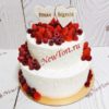 Свадебный торт "Ягодный восторг" с клубникой и малиной, бусинами и пряниками с именами СТ491