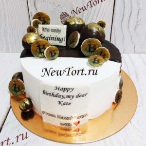 Торт "Биткоин" с шоколадом, шарами и монетами ТЖ245