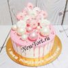Торт для девочки "Розовые облака" с меренгой, шоколадными шарами и потеками ТД455
