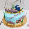 Торт "Мир акул" с фигурками, леденцами и цифрой ТД494