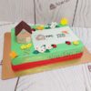 Торт "Цветочная поляна" с фигуркой дома и фотопечатью, с мастикой КТ126