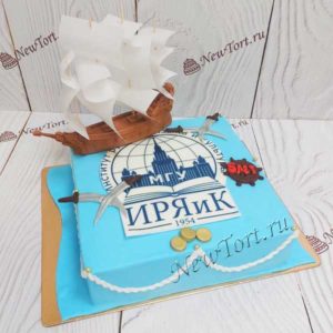 Торт "Корабль" с фигуркой, фотопечатью логотипа и мастикой КТ127