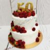Торт на юбилей "50" двухъярусный с ягодами и бусинами ТЖ280