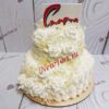 Торт "Ажурный" двухъярусный с кремом и цветами КТ135