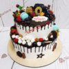 Торт "Изобилие" двухъярусный с ягодами и шоколадными потеками ТМ259