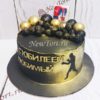 Торт "Боксер" черный с ягодами, шарами и надписью ТМ221