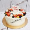 Торт "Жемчужный" с ягодами, конфетами, потеками и цветами гипсофилы ТЖ265