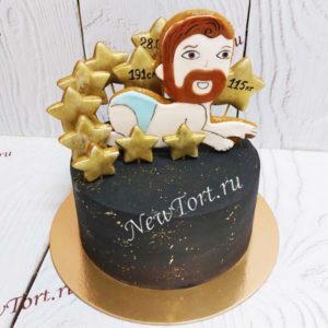 Торт "Малыш с бородой" черный, с пряниками и фигуркой ТМ224