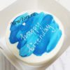 Бенто-торт "Синие разводы" с надписью и сердечком ТБ127