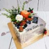 Торт "Обалденный" с живыми цветами, белыми потеками, угодами и фруктами ТМ230