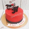 Торт "Байк" красный с черными, фигурой мотоцикла из мастики ТМ232