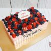 Торт на юбилей "Мечта" с ягодами и розовыми потеками ТЖ281