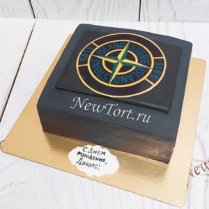Торт корпоративный "Компас" для производителя одежды черный с мастикой КТ137