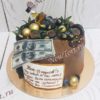 Торт "Год новый, а ты - нет" с бутылкой алкоголя, долларами, конфетами и ягодами ТМ235