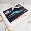 Торт "Самолет" с фотопечатью, кремом и фигуркой КТ140