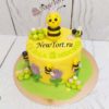 Торт "Пчелка" с фигурками, надписью и мастикой ТГ181