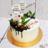 Торт "Золотые ягодки" с шарами, черникой, потеками, надписями и золотым декором ТМ183