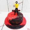 Торт "Диджей" черно-красный с фигуркой, бусинами и мастикой ТМ187