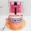 Торт "Black Pink" черно-розовый с декором и фотопечатью КТ146