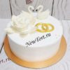 Свадебный торт "Лебединая любовь" с фигурками лебедей и цветком СТ554