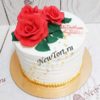 Торт на годовщину свадьбы "Красные розы" белый с золотым декором СТ555