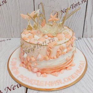 Торт "Морские кораллы" с фигурками и декором из леденцов ТЖ306