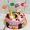 Торт "Яркий праздник" со сладостями и потеками ТЖ320