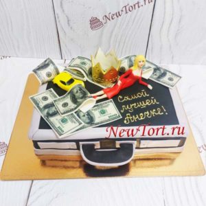 Торт "Кейс для лучшей" с фигуркой, деньгами, машиной и короной ТЖ328