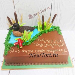Торт "Для охотницы" с уткой и надписью ТЖ329
