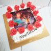Торт "Воздушный с розами" с фотопечатью, цветами и кремом ТЖ333