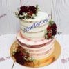 Свадебный голый торт с живыми цветами и вкусным кремом СТ555