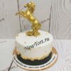 Торт "Золотая лошадь" с фигуркой, золотым декором и надписью ТЖ496