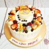 Торт "Капучино" с ягодами, фруктами, потеками и гипсофилой ТЖ509