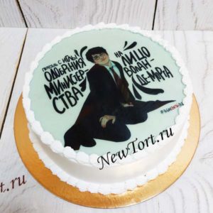 Торт Гарри Поттер "Пересядь с игры одобрения Министерства..." с фотопечатью ТД731