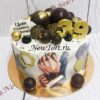 Торт "Статусный" с фотопечатью, шоколадными шарами и золотым декором ТМ316