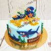 Торт "Малыш-акуленок" с рыбками, леденцами и декором ТД703