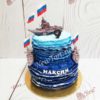 Торт "Крейсер на волнах" с кораблями, флагом и декором ТД704