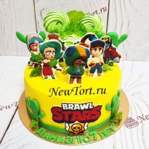 Торт Броу Старс "Команда" с фигурками, леденцами и меренгой ТД742