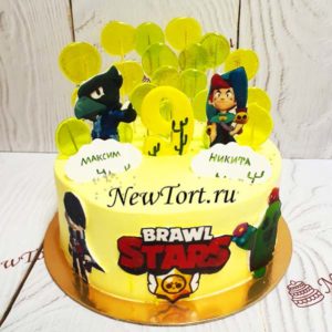 Торт Броу Старс "Ворон и Честер" с леденцами ТД743