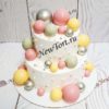 Свадебный торт "Баббл" с шоколадными разноцветными шарами и бусинами СТ561