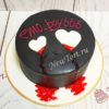 Торт "Эмо" с сердечками и красными слезами ТЖ542