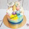 Торт для девочки "Радуга цвета" с рожком, меренгой, шарами, безе ТД666