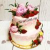 Торт для женщины "Пионовое чудо" с цветами, бусинами и ягодами ТЖ562