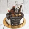 Торт "Брутальный" с бутылкой, фотопечатью, потеками и мужским декором ТМ329