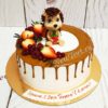 Торт для девочки "Милый ёжик" с фигуркой, потеками и ягодами ТД671