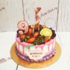 Торт для девочки "Лучшей гимнастке" с фигуркой, ягодами и потеками ТД673